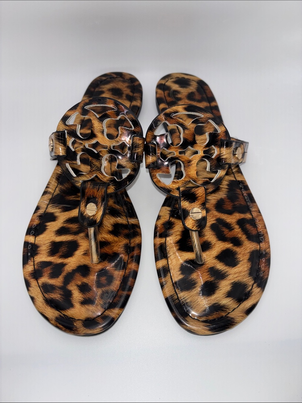 Tory Burch Leopard Print Jelly Thong Sandals - Brown/Black